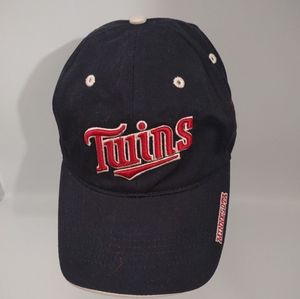 VINTAGE Nike Minnesota Twins Baseball Cap Black Hat Red Stretch Fit One Size MLB